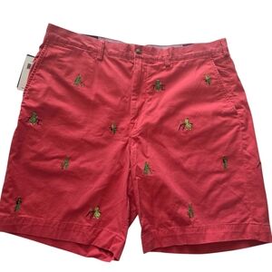 NWT Ralph Lauren Pink Embroidered Grasshoppers Playing Sports  Men Shorts